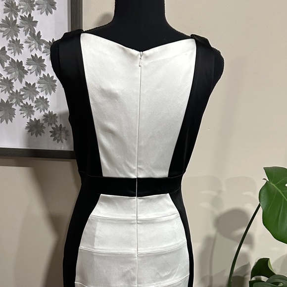 *JAX* Black x White Contrast Panel Bodycon Cocktail Mini Dress Size 6 - Picture 7 of 11